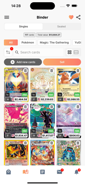 TCG Bulk mobile app interface displayed on iPhone